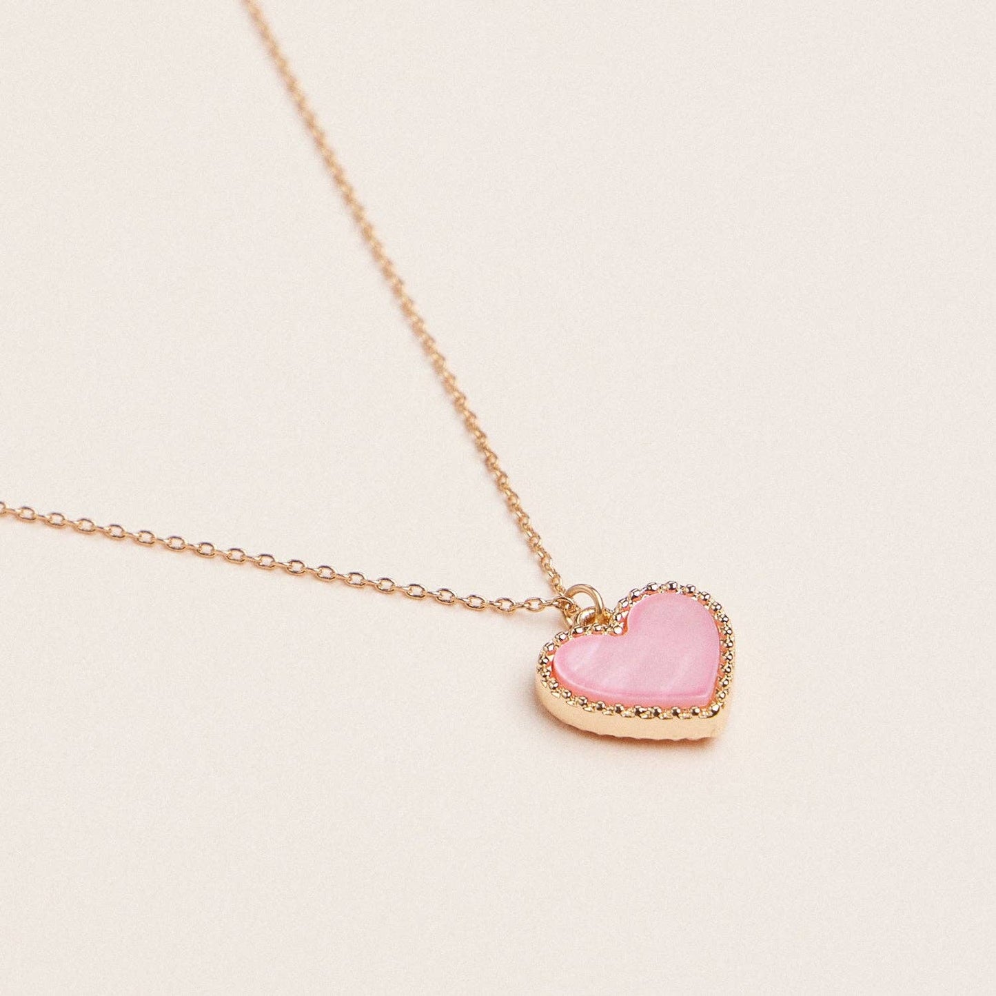 Gold Heart Pendant Necklace with Enamel and Crystal Charm