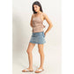 DZ25C126-Satin Back Tie Detail Sleeveless Top