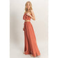 HF25E001-SET-Ruched Top And High Waist Pants Set