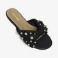 MAYLEEN - Raffia Beaded Slide Sandals, Mediterranean Style