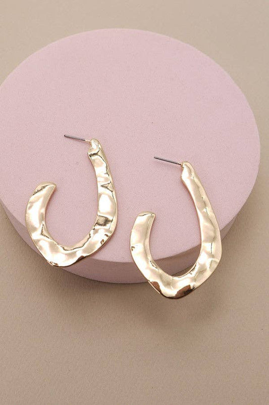 MODERN HAMMERED DROP EARRINGS