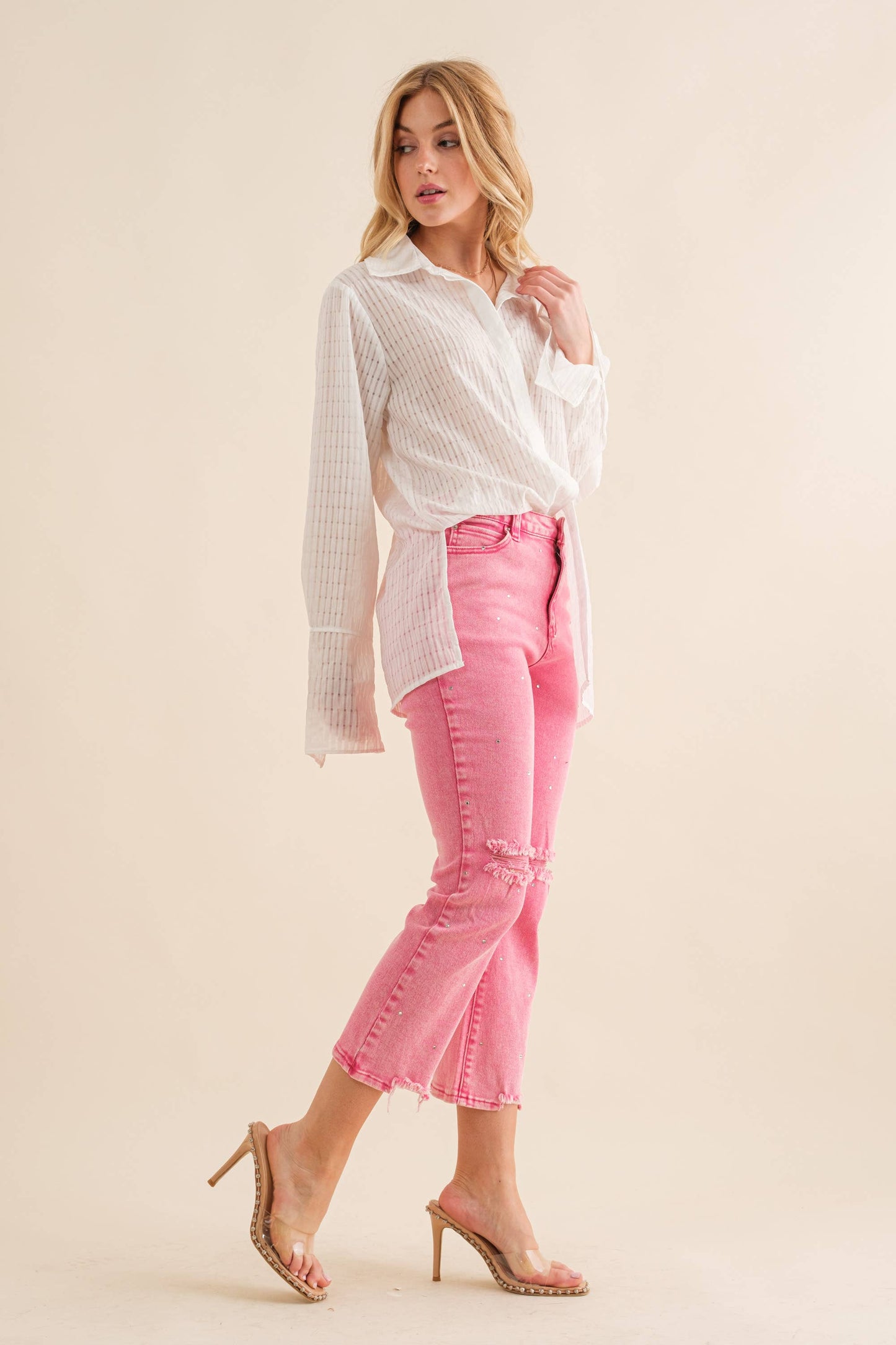 22418P - Studded Rhinestone Denim Jeans