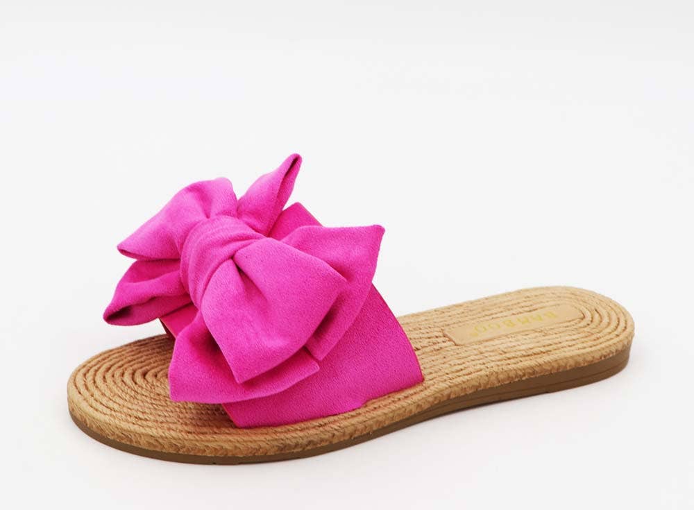 Bamboo ATHENA-24 Women Braided Sole Bow Tie Slipon Sandals