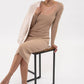 SCALLOP HEM RIB KNIT BODYCON DRESS