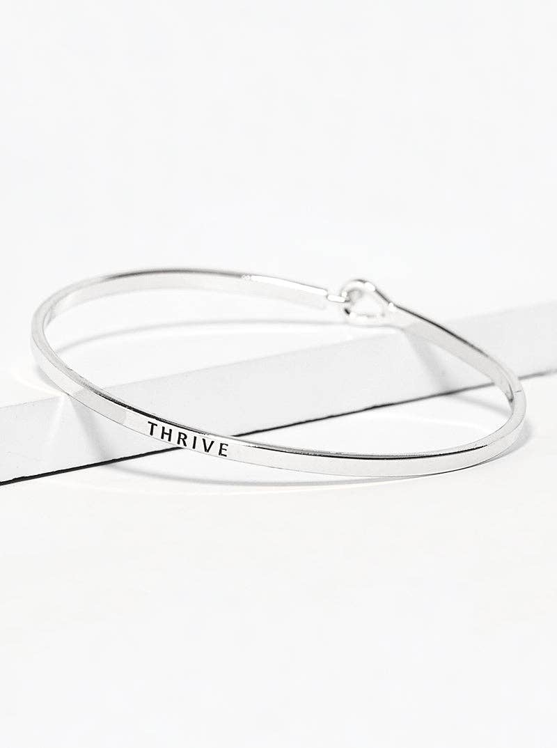 Thrive Engraved Inspirational Bangle Bracelet