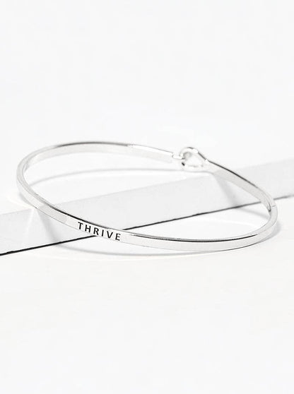 Thrive Engraved Inspirational Bangle Bracelet
