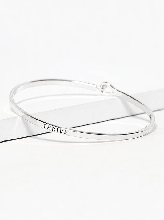 Thrive Engraved Inspirational Bangle Bracelet