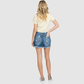 P400RH-MD SUPER HIGH RISE RIGID MOM SHORTS W/ FRAYED HEM