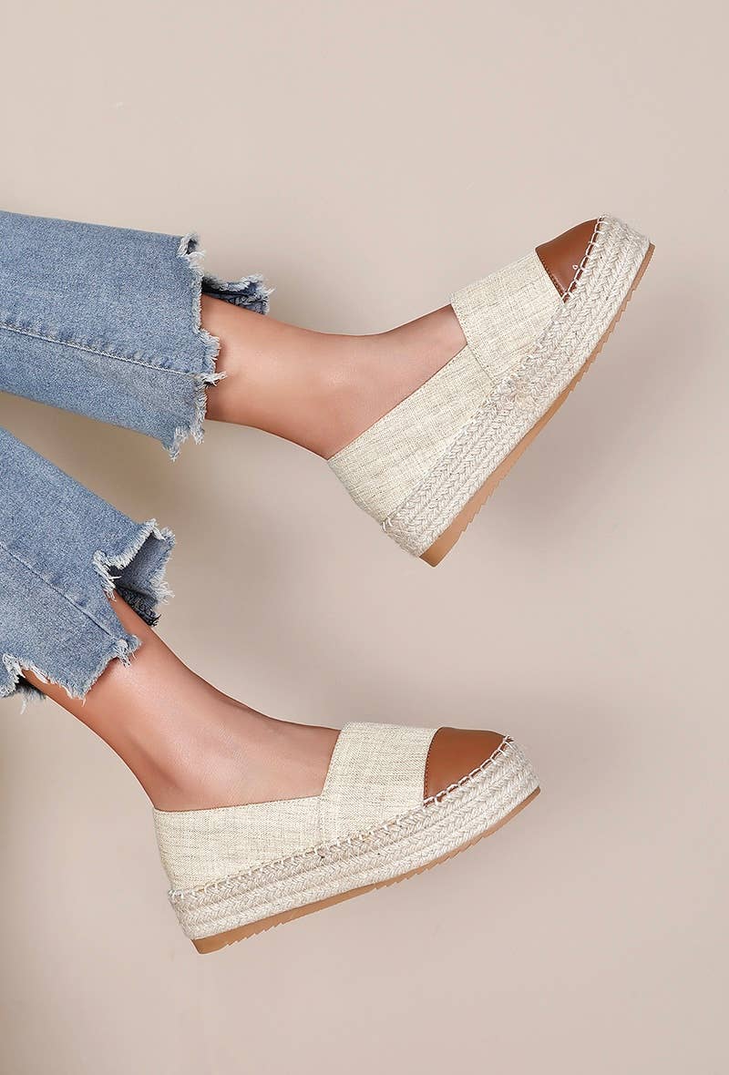 Trendy Bicolor Wedge Espadrille H8-925