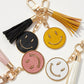 Smiley Textured Tassel Keychain