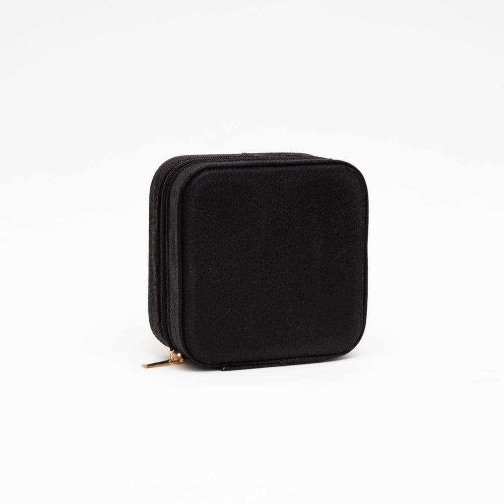Rhinestone Zip Around Square Jewelry Box