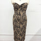 Plus Size Strapless Animal Print Midi Dress
