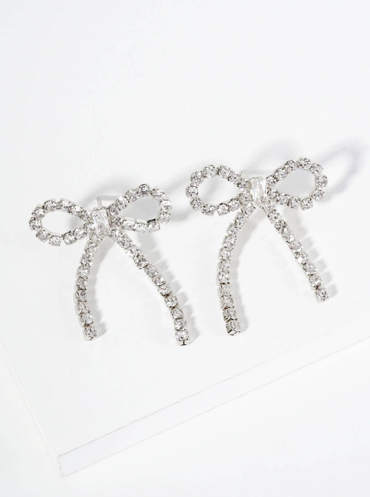 18K-Gold-Dipped Cubic-Zirconia Ribbon Bow Drop Post Earrings