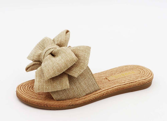 Bamboo ATHENA-24 Women Braided Sole Bow Tie Slipon Sandals