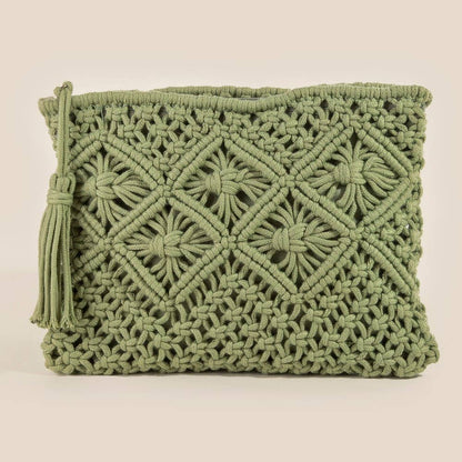 Crochet Clutch Tassel Bag