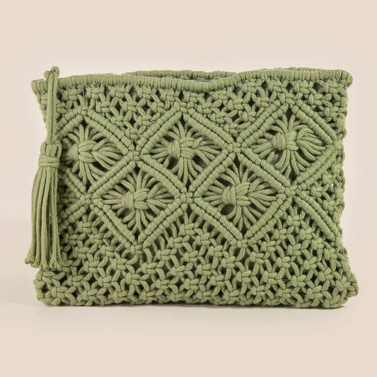 Crochet Clutch Tassel Bag