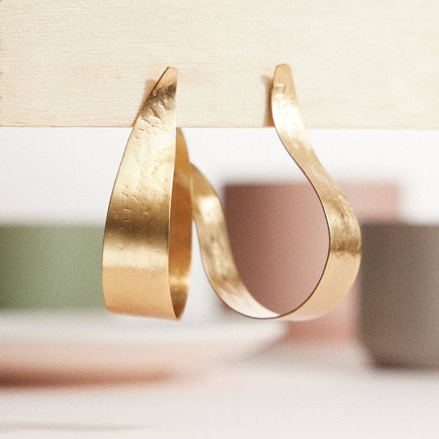 Gold-Tone Sculptural Wave Statement Hoop Earrings