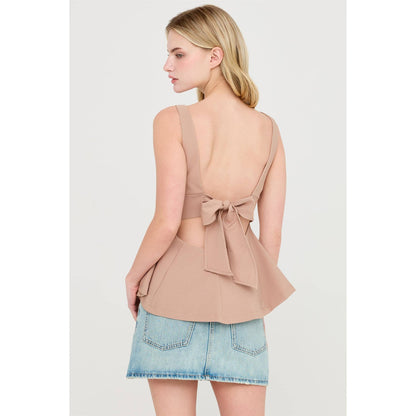 Sleeveless Open Back Peplum Top