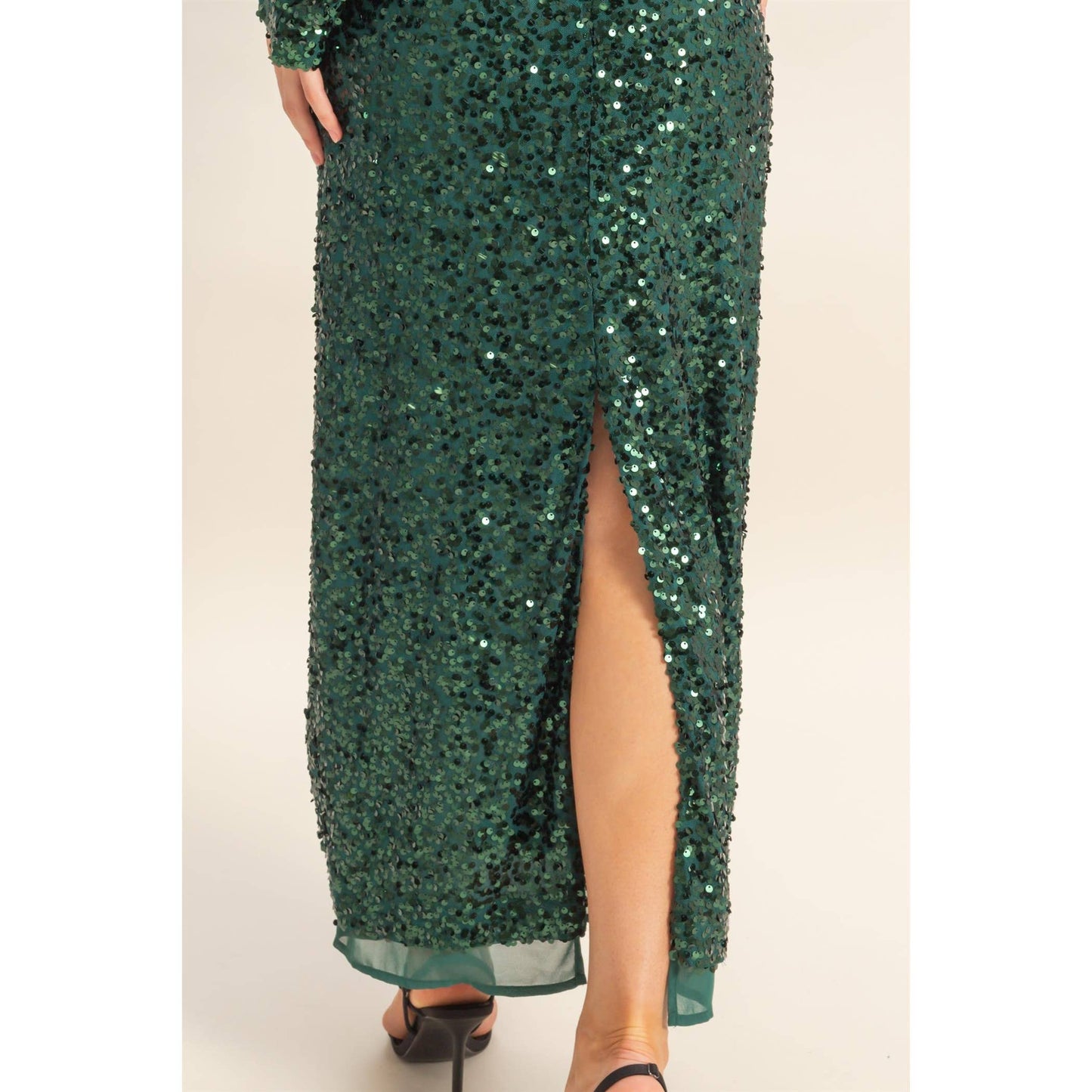 The Stella Sequined Pencil Skirt with Side Slit